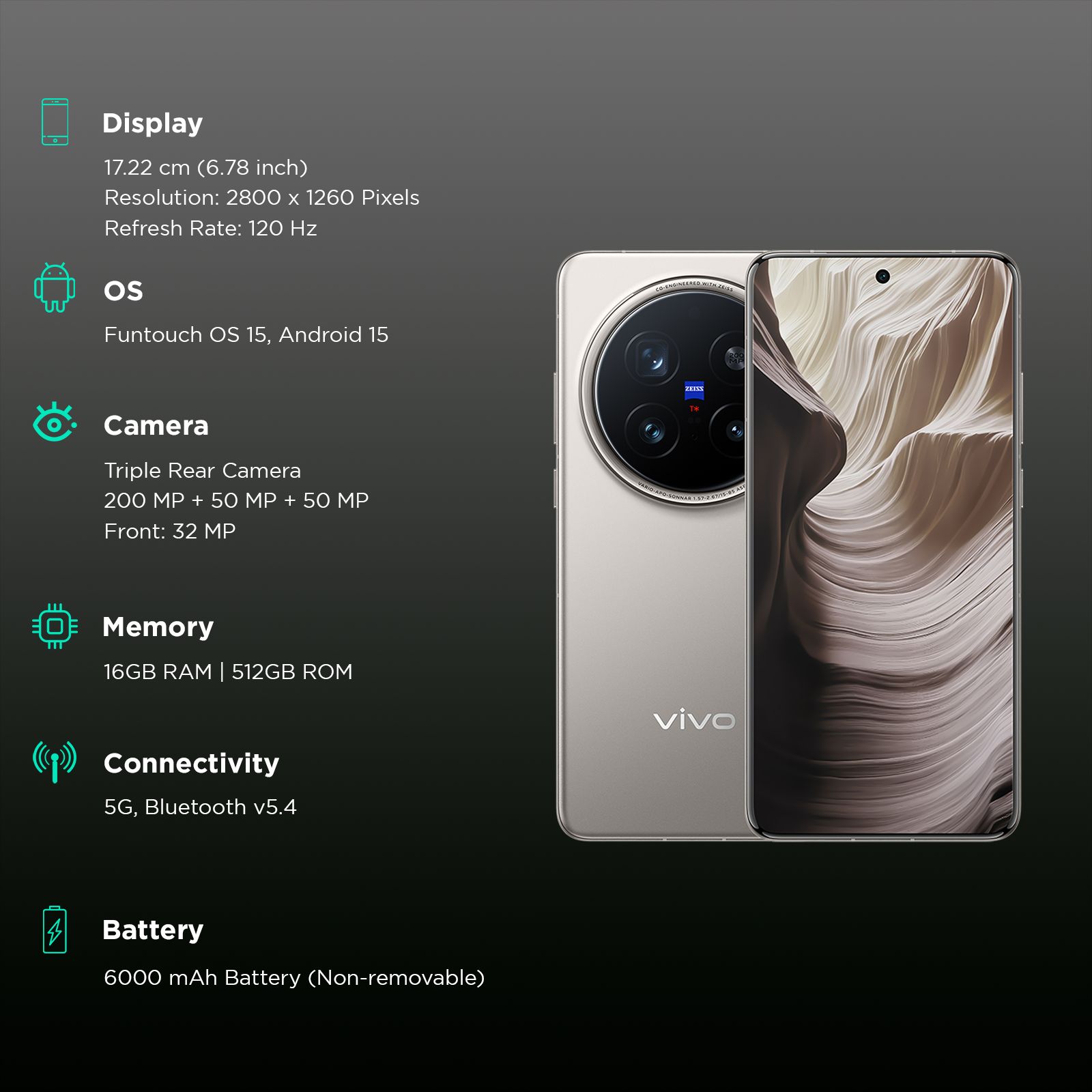 Buy vivo X200 Pro 5G (16GB RAM, 512GB, Titanium Gray) Online - Croma